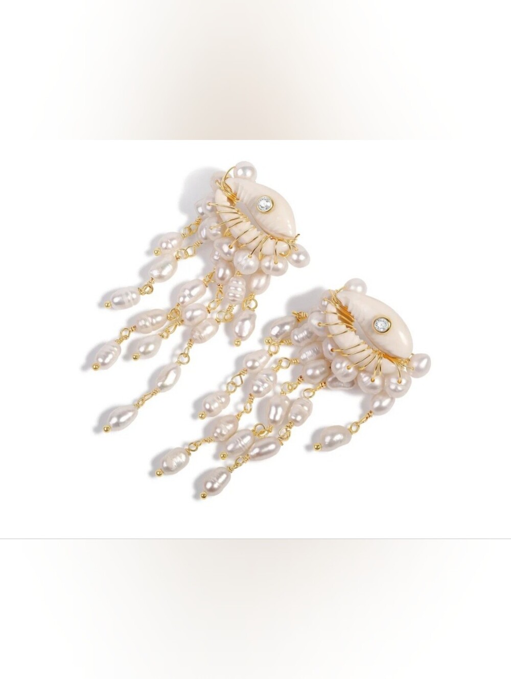 Gold-Tone Pearl Shell Drop Earrings - Women Jewelry